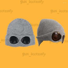 CP Twee lensglazen CP Compagny brils breanies mannen gebreide hoeden schedel doppen buiten vrouwen stenen winter beanie zwart grijze motorkap gorros gorros gorros 666