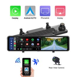 CP06 AUTO DVR 11,26 inch touchscreen achteruitkijkspiegel auto dashcam 2K dubbele lens achteruitkijkspiegel DVR met Android Auto draadloze Carplay