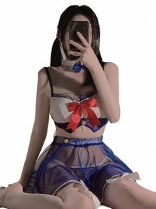 CP5XL Sexy Schoolgirl Lolita Lingerie transparente Sex Maid Costumes de jeu de rôle Plus Size Voir à travers Animati Show Outfit Kit 72IU #