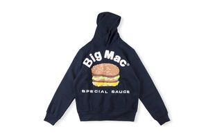 CPFM.XYZ Big Mac Hamburger Print Hoodie Hombre Mujer Sudaderas con capucha Sudaderas sueltas Oversize Hooded Plus Size Sudadera Unisex 100% Cotton Pullovers Skateball Outfits