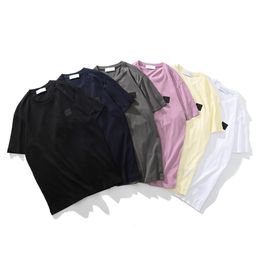 Beroemde merk Zomer hoge kwaliteit katoen casual T-shirt eenvoudig logo mannen korte mouw Mode losse paar stijl Pullover