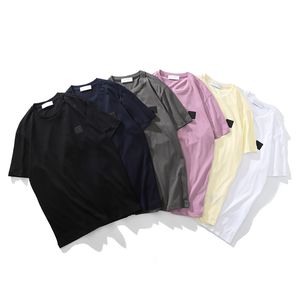 Famosa marca de verano de alta calidad de algodón casual camiseta simple logo hombres manga corta moda suelta pareja estilo pulóver