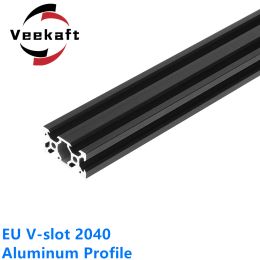 CPU 1PC VSLOT 2040 Profil en aluminium anodisé noir Extrusion standard EU 100800 mm Rail linéaire pour CNC 3D Imprimante Woodworking