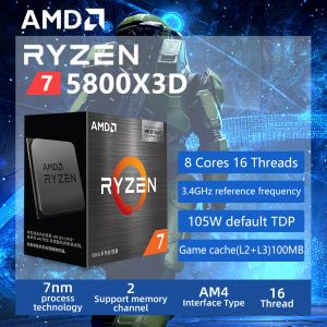 CPUS AMD RYZEN 7 5800X3D R7 5800X3D 3,4 GHz 8core 16thread CPU -processor 7nm L3 = 96m 100000000651 Socket AM4 verzegeld maar zonder ventilator