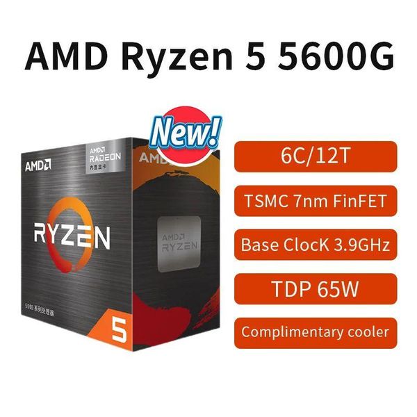 Processeur Ryzen 5 5600G R5 Box, processeur d'ordinateur de bureau, prise Am4 39Ghz, Sixcore Tweethread 65W Ddr4 231117, livraison directe, ordinateurs réseau Dh3Vo