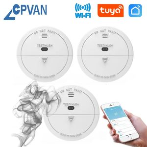 CPVAN WiFi inalámbrico Tuya detector de alarma de humo Sensor sistema de seguridad para el hogar protección detector de humo alarma de incendio altamente sensible 240219