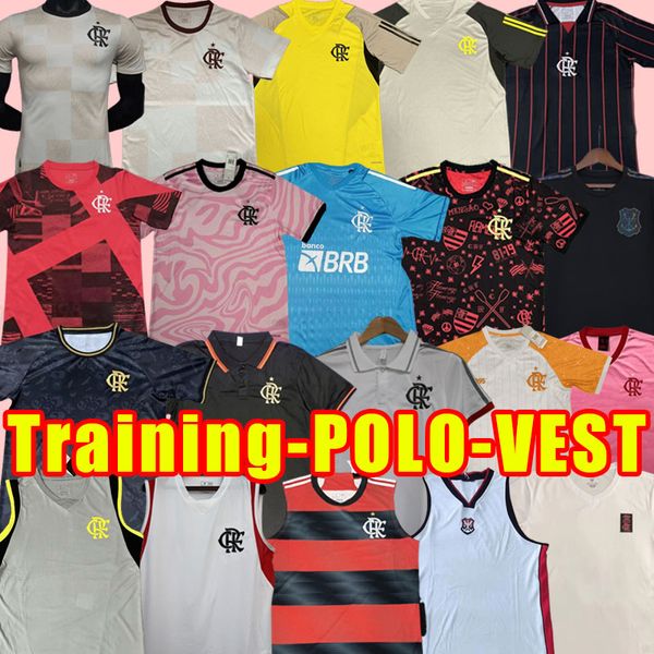 CR Flamengo Soccer Jerseys Jouer Player Flamenco 23 24 David Luiz Diego E.Ribeiro Gabi Away Football Shirts 2023 2024 Pedro de Arrascaeta Men Gardin Gardin Polo Vest