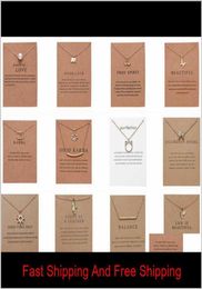 Cr Sieraden Nieuwe Collectie Dogeared Ketting Met Gift Card Olifant Parel Liefde Vleugels Sleutel Sterrenbeeld Kompas Lotus Hanger For4503135