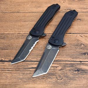 Flipper Zakmes 8Cr13Mov Black Stone Wash Gekarteld Lemmet Aluminium/Rvs Handvat Kogellager Outdoor EDC Zakmessen