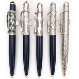 CR Quality Classic style Luxury Stylo à bille Argent et noir Barrel avec écriture du numéro de série Smooth Gift Refills Gift Plush Po254U