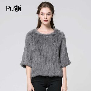 CR004 suéter de las mujeres reales de piel de conejo de punto chalecos de la chaqueta de la capa envuelve bata en general 11 colores negro beige T191118