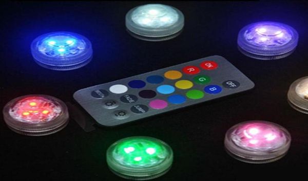 CR2032 à piles 3CM rond Super lumineux rvb multicolore LED Submersible LED Floralyte lumière avec télécommande 2641657