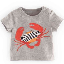 Crabe enfants T-shirts été manches courtes enfants t-shirts roupas infantis bébé garçon vêtements enfants t-shirt tenue jersey gris coton 210413