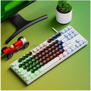 Crack DK 87-Key Punk Mechanisch Toetsenbord Dubbele Kleurafstemming Imitatie Mechanisch Toetsenbord Voel Gaming Office Keyboar Boy Gift HKD230808