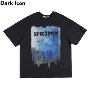 Cracking Specimen Hiphop T-shirt Hommes D'été Surdimensionné Hommes T-shirts Streetwear T-shirts Homme Top Noir Blanc 210603