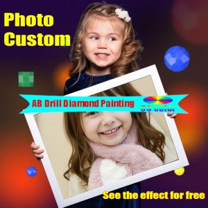 Artesanía personalizada AB pintura de diamante foto DIY 5D bordado de diamante cuadrado redondo taladro completo mosaico de diamante regalo de cumpleaños DIY