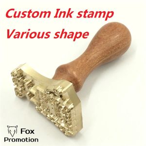 Craft Custom Brass Ink Stamp Wood Handgreep, gepersonaliseerd logo Custom Design, League Diy Gift, verschillende vorm en hoge kwaliteit
