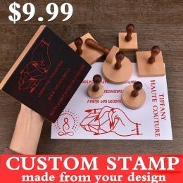 Craft Custom houten postzegelafdichting bruiloftsfeestje Verpakking postzegelbedrijf adresnaam zelf inkten rubberen postzegel kunstwerk gepersonaliseerd logo