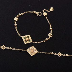 Bracelet italien en forme de trèfle brossé pour femme, en or, diamant de haute qualité, Style palais, Fritillaria