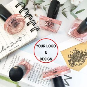 Craft Logo Custom Ink Stamp Transparant Acryl Materiaal Materiaal Huwelijksuitnodiging Envelop Student Scrapbook Card Making Rubber Stamp DIY