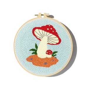 Craft Mushroom Punch Naald borduurkit voor beginners Gemakkelijk borduurwerk DIY WOODWOOK WOL WERK HOME Decor Aangepast borduurwerk