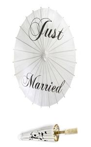 Artisanat papier parapluie de mariage Parasol faveurs diamètre 42 cm trois styles merci juste marié MRMRS fête po accessoires 10 pièces lot7568487