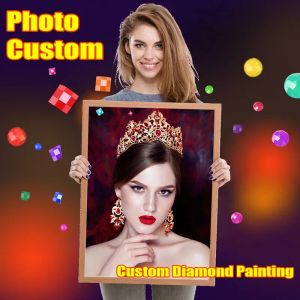 Artisanat Personal Picture Diamond Painting Photos Custom Full Square Round Round Rounds Diamond brodery Wedding Home Decor Gift