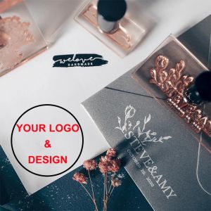 Sellos de goma para manualidades, personalización de logotipos, placa de madera DIY, invitación de boda, fabricación de tarjetas para álbum de recortes, sellos de tinta acrílica transparentes personalizados