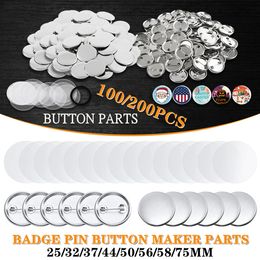 Craft Tools 100/200 Sets Metalen Badge Pin Button Maker Onderdelen 25-75MM DIY Blanco Badge Button Onderdelen voor Kunst Ambachten Maken Iron-Base Badges Set 230721