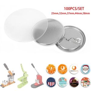 Ambachtelijke Gereedschappen 100 Stuks Blank Badge Pin Button Maker Onderdelen Materiaal Levert 32mm 37mm 44mm DIY maken Punch Persmachine Deel 230412