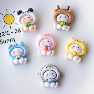 Outils d'artisanat 10 pièces Kawaii rose dessin animé Animal cochon lapin série dos plat résine Statue bijoux à bricoler soi-même épingle à cheveux accessoires de décoration