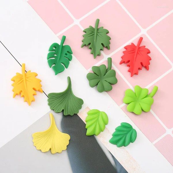 Outils d'artisanat 10pcs résine érable / trèfle cabochon feuille flatback embellissements pour bijoux pendentif bricolage épingle à cheveux accessoires scrapbook décor