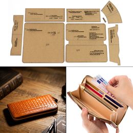 Ambachtelijke Gereedschappen 1Set DIY Kraftpapier Sjabloon Mode Zip Clutch Portemonnee Leer Craft Patroon DIY Stencil Naaipatroon 10cm * 21cm 230621