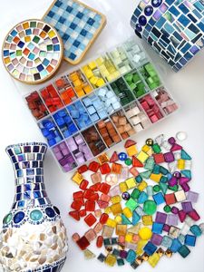 Outils d'artisanat 1x1 cm 600 pièces carreaux de mosaïque pièces de verre de couleur mélangée pour la décoration de la maison Kit artisanat 230211