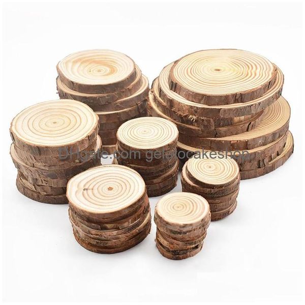 Outils d'artisanat 3-12 cm d'épaisseur de pin naturel rond tranches de bois non finies cercles avec disques de bûches d'écorce d'arbre bricolage artisanat fête de mariage Paintin DH02H