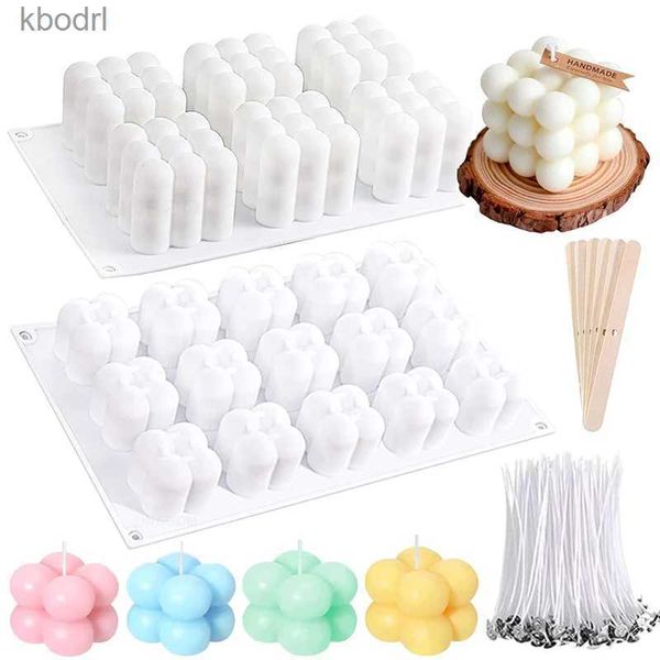 Outils d'artisanat 3D Bubble Cube Bougie Silicone Moule Ensemble DIY Fleur Nuage Savon Fabrication Époxy Résine Argile Moule Chocolat Gâteau Décor Cadeaux Ornement YQ240115