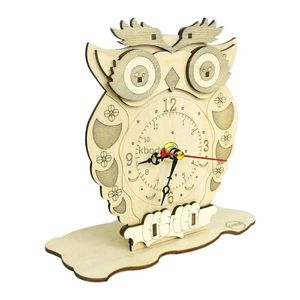 Bastelwerkzeuge 3D Kreatives DIY Eulenform Uhr Puzzle Keen Bausteine DIY Bau Elektrisch Tier Vögel Modell Uhr Puzzle YQ240119 zusammenbauen