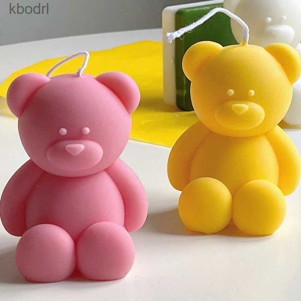 Herramientas artesanales 3D lindo oso de dibujos animados silicona vela molde resina yeso cubo de hielo molde para hornear dormitorio decoración fiesta de cumpleaños regalos recuerdos de boda YQ240115