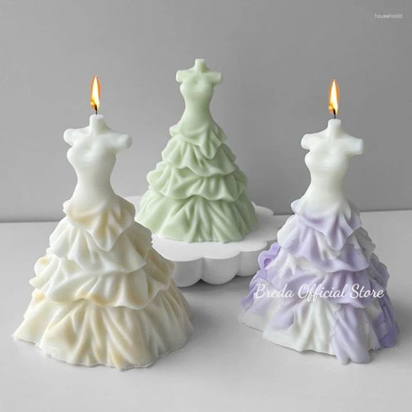 Herramientas artesanales 3D, vestido de boda elegante, vela, molde de silicona, manualidades DIY, jabón de yeso, fabricación de cristal de resina para regalos del Día de San Valentín