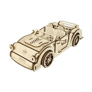 Hobbygereedschappen 3D Hout Sport Auto's Puzzels Kinderen Machnical Constructie Bouw je eigen 3D Houten Puzzel DIY Race Cabrio Voertuigmodel Cadeau YQ240119