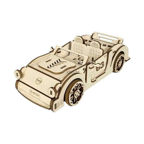 Herramientas de artesanía 3D Madera Coches deportivos Rompecabezas Niños Construcción mecánica Construya su propio rompecabezas de madera 3D DIY Carrera Modelo de vehículo convertible Regalo YQ240119