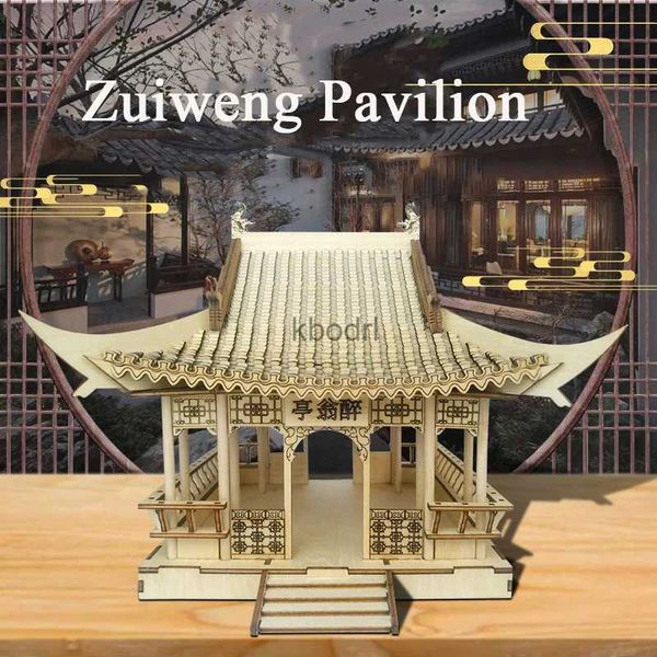 Herramientas artesanales Kits de construcción de modelos de madera 3D DIY Arquitectura china Pabellón Zuiweng Rompecabezas Juguetes para adultos Regalos de cumpleaños Decoración del hogar YQ240119