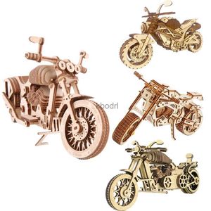 Hobbygereedschappen 3D Houten motorfiets mechanische puzzels Kit Assembleren van bouwconstructieblokken Modellen Knutselsets voor doe-het-zelf punkmotoren Auto YQ240119