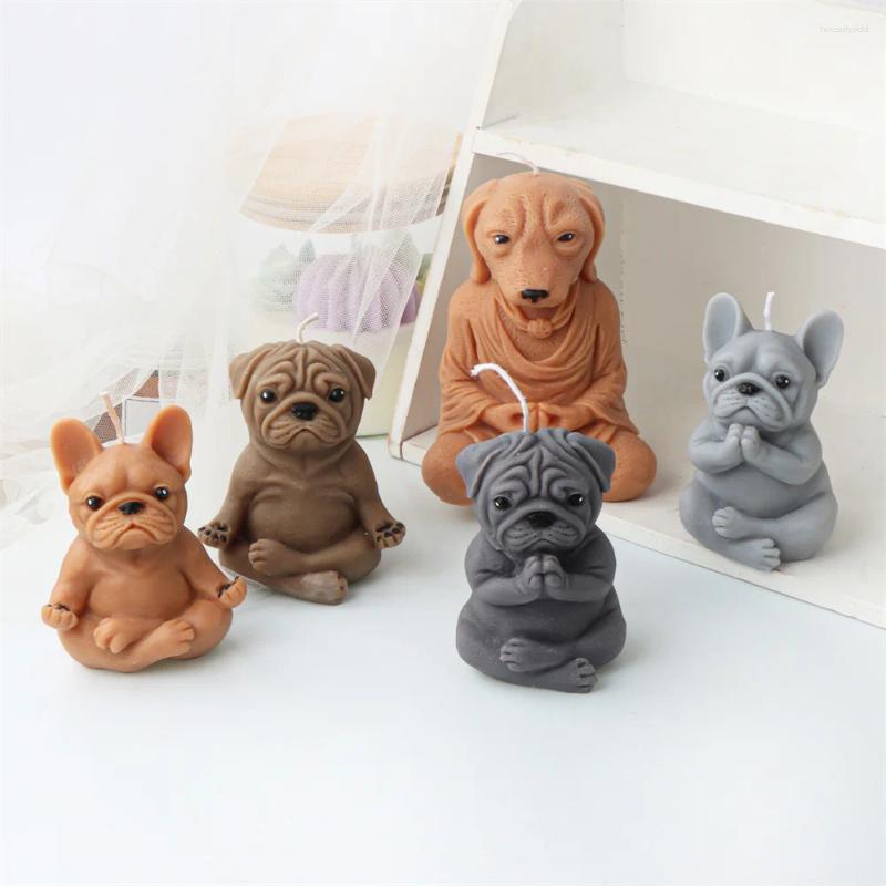 Herramientas artesanales 3D Yoga sentado Zen Animal Vela Moldes Meditando Tortuga Rana Perro Conejo Bulldog Gato Velas perfumadas Molde Decoración del hogar