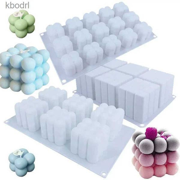 Herramientas artesanales 6 cavidades 3D Bubble Cube Vela Molde de silicona DIY Chocolate Mousse Cake Molde Helado Hornear Jabón Molde Decoración para el hogar Regalos YQ240115