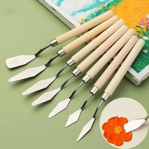 Herramientas artesanales 7 unids/set espátula de cerámica de acero inoxidable raspador de arcilla polimérica modelado de cerámica arte pintura al óleo cuchillos Kit de pastel