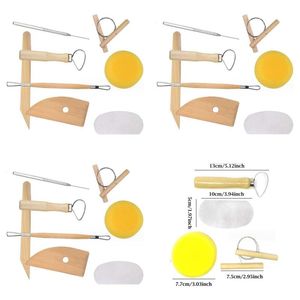 Hobbygereedschappen 8 stks / set Keramiek Y Gereedschap Houten Klei Wax Tool Kit Carving Scpting Modeling Craft Sset Drop Delivery Home Garden Arts, Craf Dhtjg