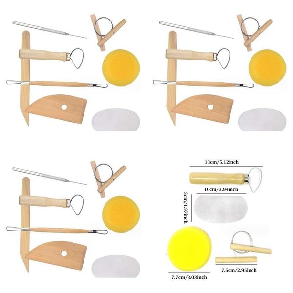 Outils d'artisanat 8pcs / ensemble d'outils en céramique Y outils en bois d'argile kit d'outils de cire sculpture scpting modélisation artisanat livraison directe maison jardin arts, Craf Dhtjg