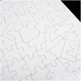 Herramientas artesanales A4 Love Blank Sublimation Jigsaw Puzzle Heat Press Transferencia térmica Artesanía Diy White Puzzles para niños Juguetes Drop Deli Dhj93