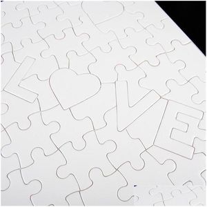 Herramientas artesanales A4 Love Blank Sublimation Jigsaw Puzzle Heat Press Transferencia térmica Artesanía Diy White Puzzles para niños Juguetes Drop Deli Dhj93